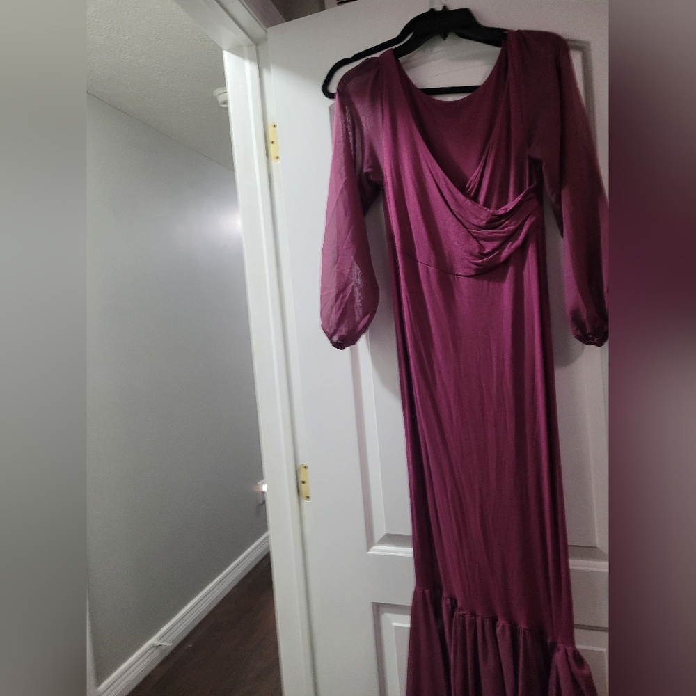 Elegant Plum Maxi Maternity Dress